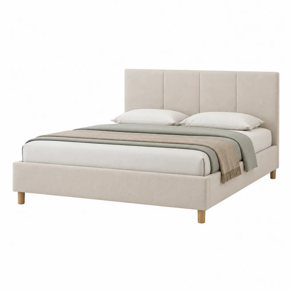 Stauraumbett Polsterbett 160 x 200 cm mit Polyesterbezug Beige
