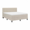 Polsterbett 160 x 200 cm rechteckig mit gepolstertem Kopfteil aus Polyester Beige