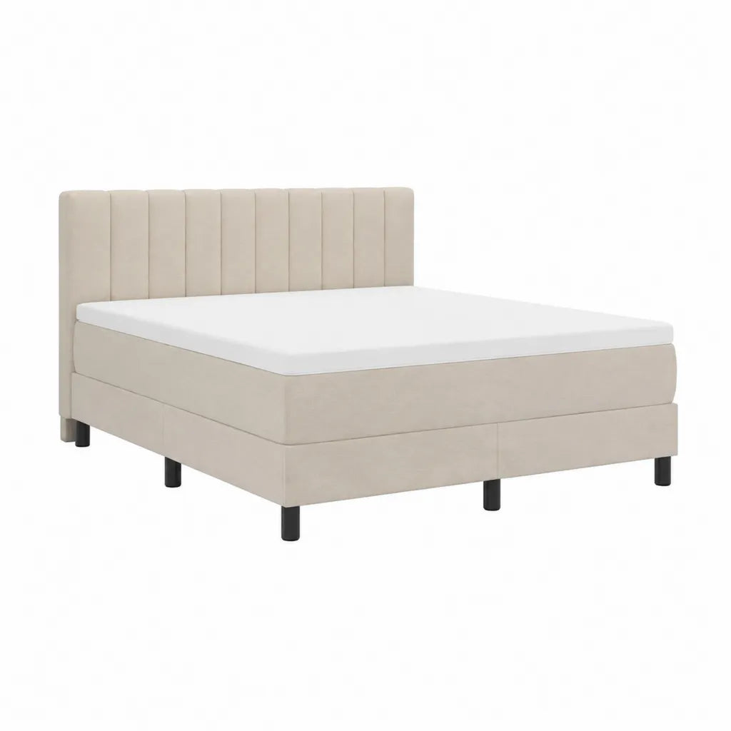 Polsterbett 160 x 200 cm rechteckig mit gepolstertem Kopfteil aus Polyester Beige