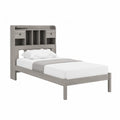 Einzelbett mit Stauraumkopfteil 90 x 200 cm MDF Eichenoptik Grau