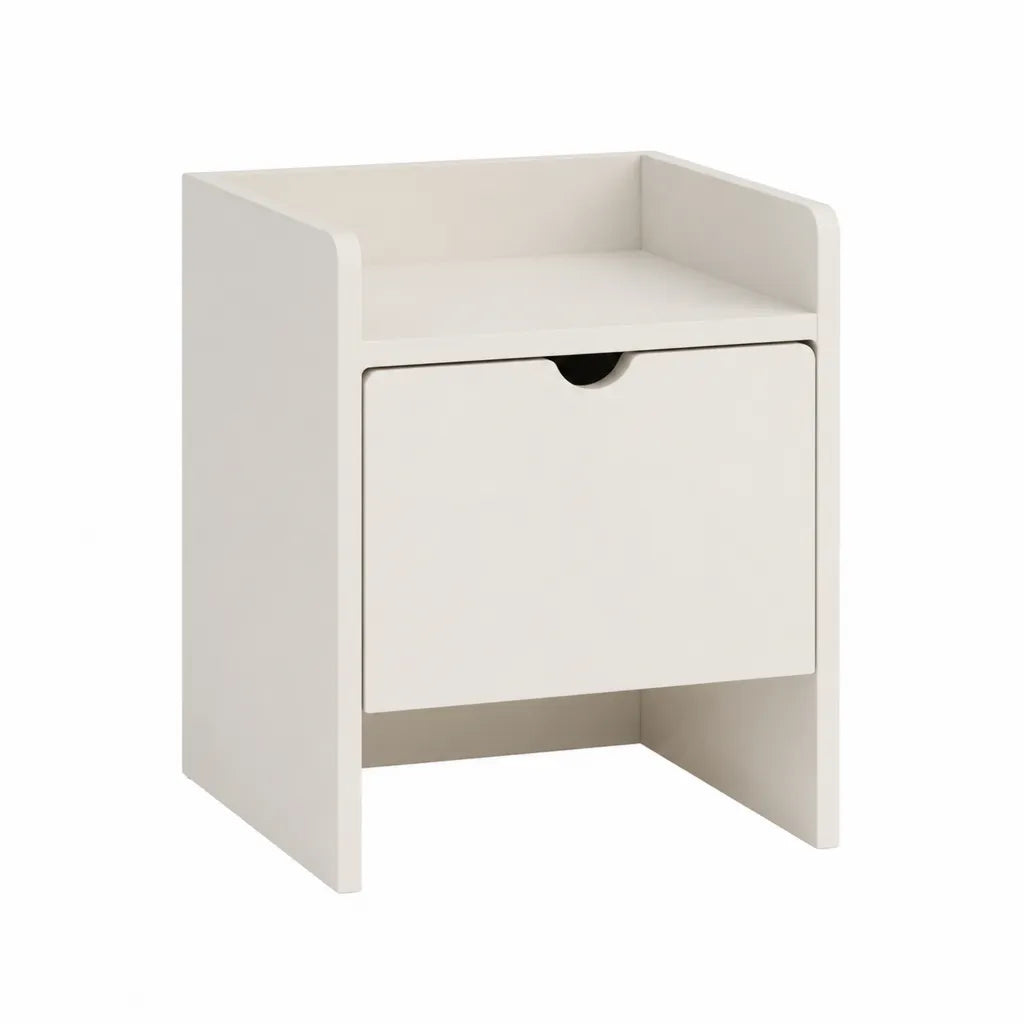 Kinder-Nachttisch rechteckig mit Tür und Ablage aus MDF 40 x 35 x 55 cm Weiß
