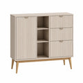 Sideboard mit Tür Schubladen und offenen Fächern aus MDF rechteckig Beige Naturholz 120 x 40 x 105 cm
