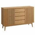 Sideboard mit 2 Türen und 4 Schubladen aus massiver Eiche rechteckig natur 120 x 40 x 80 cm