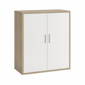 Sideboard mit 2 Türen 80 x 40 x 100 cm aus Spanplatte rechteckig Weiß Sonoma-Eiche