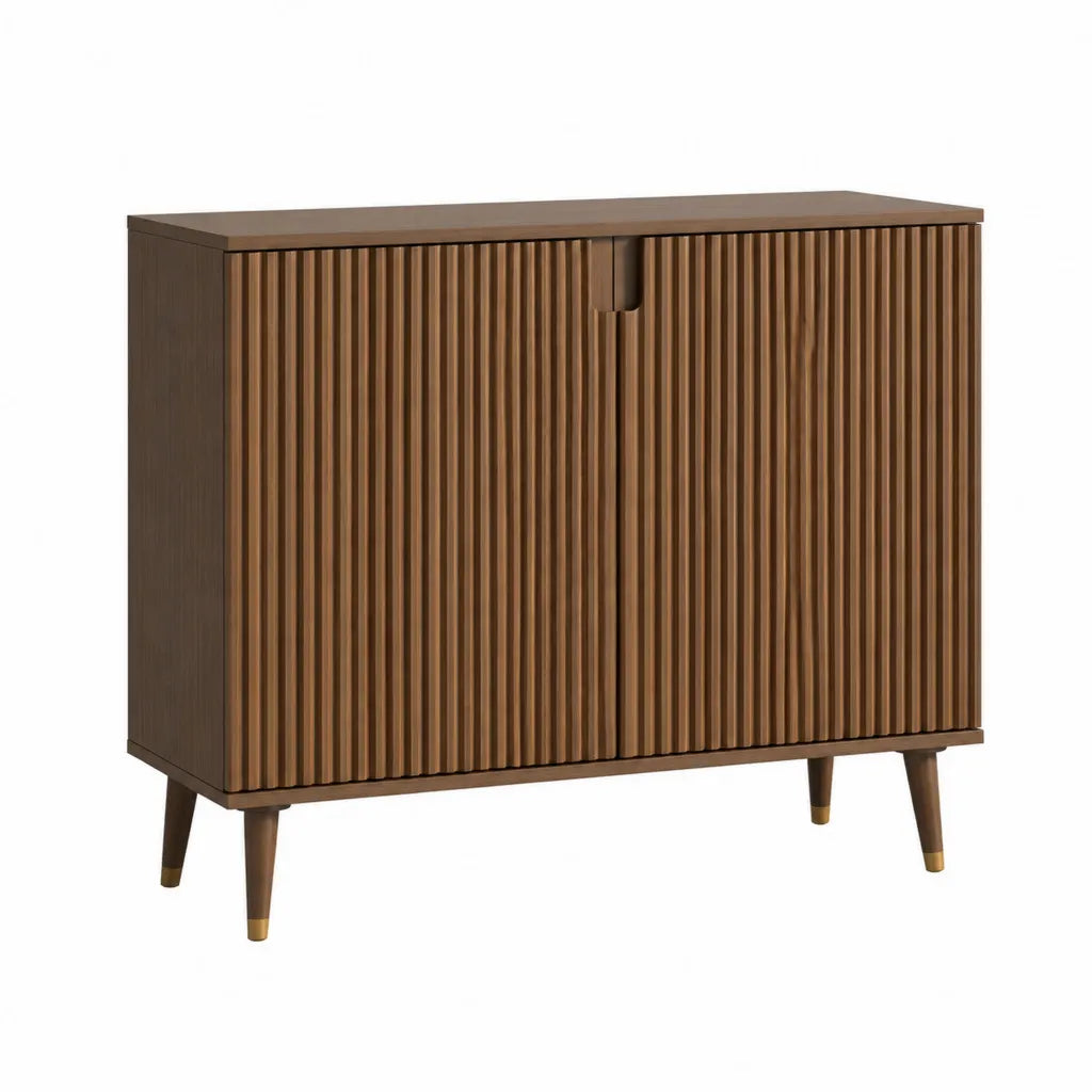 Sideboard mit 2 Türen aus MDF in Walnussholzoptik rechteckig 100 x 40 x 80 cm
