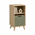 Sideboard mit Tür und offenen Fächern 45 x 35 x 90 cm MDF in Eichenoptik und Grün
