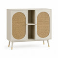 Sideboard mit Rattantüren 100 x 40 x 90 cm MDF Rattan rechteckig Beige Natur