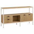 Sideboard mit Regal 160 x 40 x 110 cm MDF mit Eichenfurnier rechteckig Natur Weiß