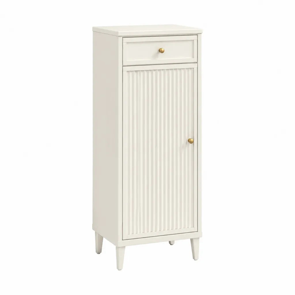 Schmales Sideboard mit Schublade und Tür aus MDF Weiß 45 x 35 x 105 cm