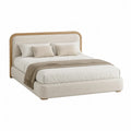 Stauraumbett Polsterbett mit Bettkasten 180 x 200 cm Polyester Rechteckig Creme Naturholz