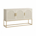 Sideboard mit 3 Türen aus MDF und Stahl rechteckig Creme Gold 160 x 40 x 85 cm