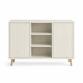 Sideboard mit 2 Türen und 3 offenen Fächern rechteckig aus MDF und Massivholz in Creme 120 x 40 x 90 cm