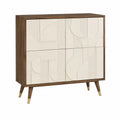 Sideboard mit 4 Türen aus MDF in Walnuss Cremeweiß Rechteckig 120 x 40 x 120 cm