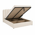 Polsterbett mit Stauraum 160 x 200 cm Polyester Creme