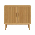 Sideboard mit 2 Türen aus massivem Eichenholz rechteckig natur 90 x 40 x 90 cm