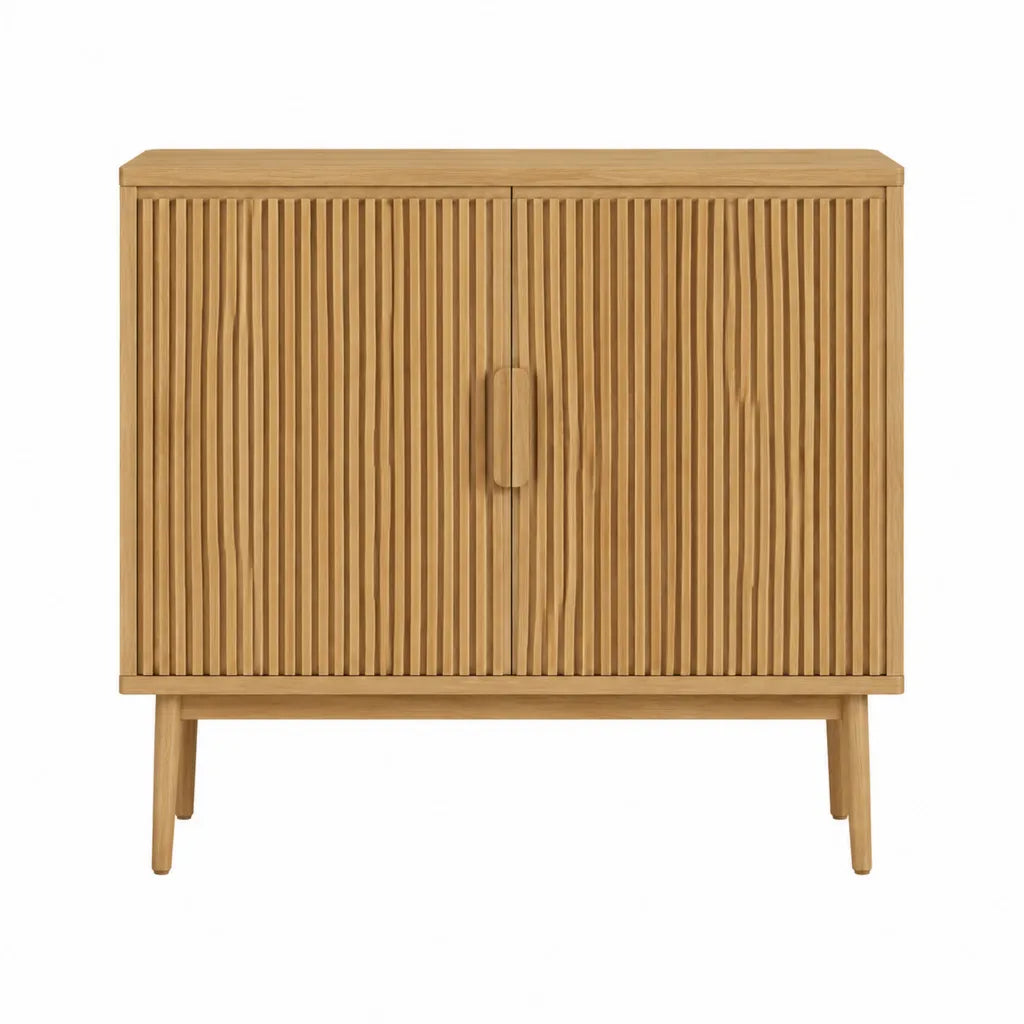 Sideboard mit 2 Türen aus massivem Eichenholz rechteckig natur 90 x 40 x 90 cm