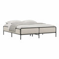 Polsterbett Doppelbettgestell 180 x 200 cm Stahl Polyester rechteckig Creme Schwarz