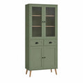 Vitrinenschrank mit Glastüren 80 x 40 x 180 cm MDF geriffeltes Glas rechteckig olivgrün
