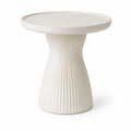 Runder Couchtisch Beistelltisch 45 x 50 cm MDF mit Eschenfurnier Cremeweiß