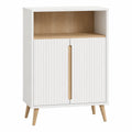 Sideboard mit 2 Türen und offenem Fach Weiß Eiche 80 x 40 x 120 cm