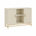 Sideboard mit 2 Türen und offenen Fächern MDF Rechteckig Creme Gold 120 x 40 x 90 cm