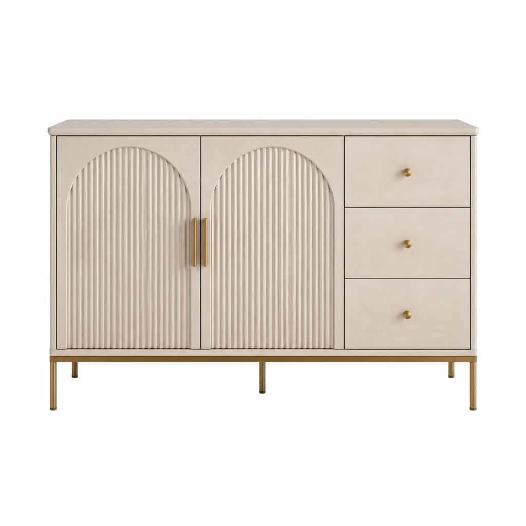 Sideboard mit 2 Türen und 3 Schubladen 120 x 40 x 90 cm MDF rechteckig cremefarben