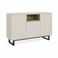 Sideboard mit 3 Türen und offenem Fach MDF Weiß Eicheoptik 160 x 40 x 90 cm