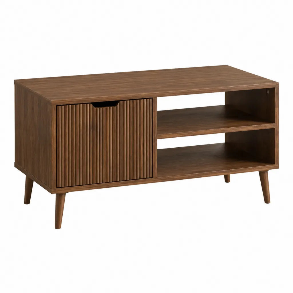 Couchtisch mit Stauraum 120 x 60 x 45 cm MDF Walnussbraun Rechteckig