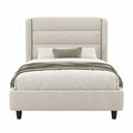 Polsterbett Bettgestell 160 x 200 cm mit hohem Kopfteil Polyester Beige