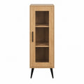 Vitrinenschrank mit Glastür aus MDF mit Eichenfurnier rechteckig Natur 60 x 40 x 180 cm