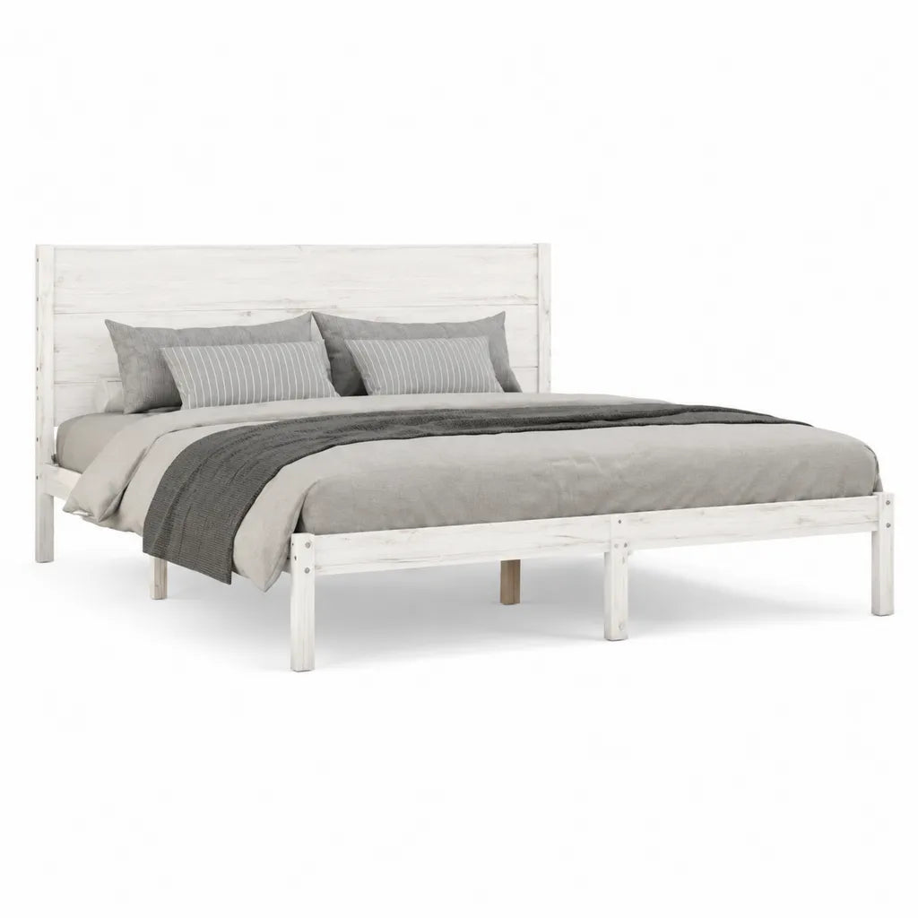 Doppelbett Bettgestell 180 x 200 cm Massivholz Kiefer rechteckig Weiß