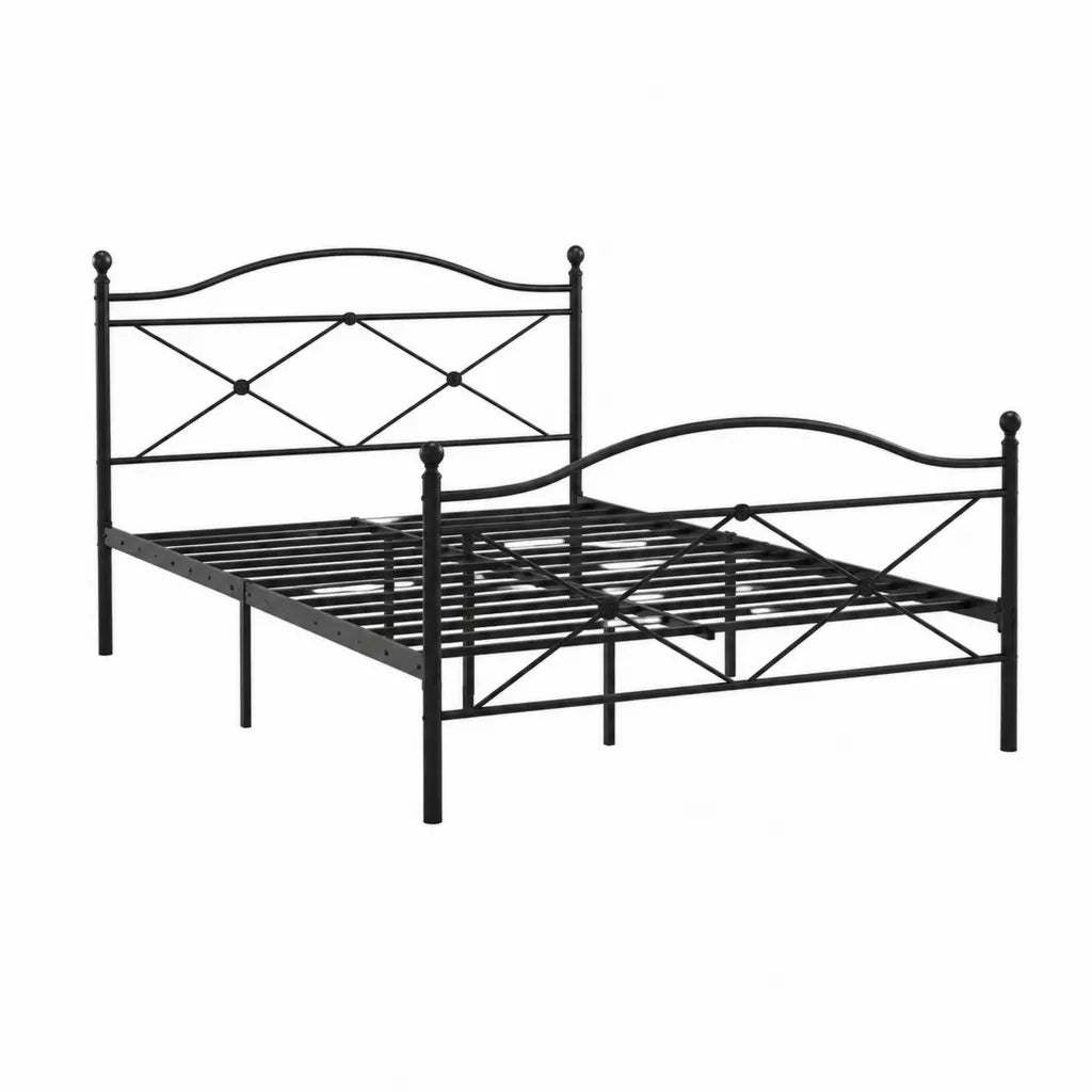 Metallbett Bettgestell 140 x 200 cm Stahl Rechteckig Schwarz