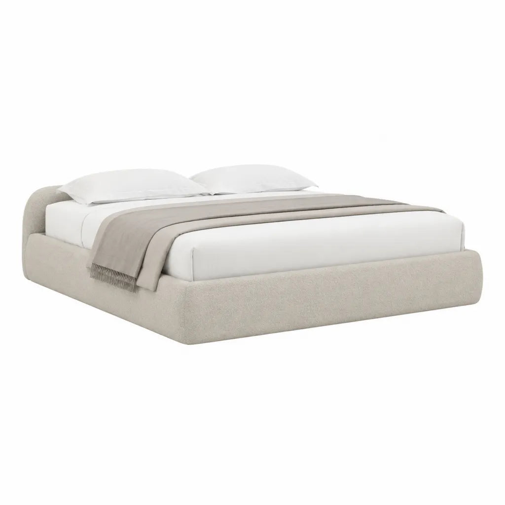 Polsterbett Doppelbett 180 x 200 cm mit Bouclé-Polyesterbezug Beige