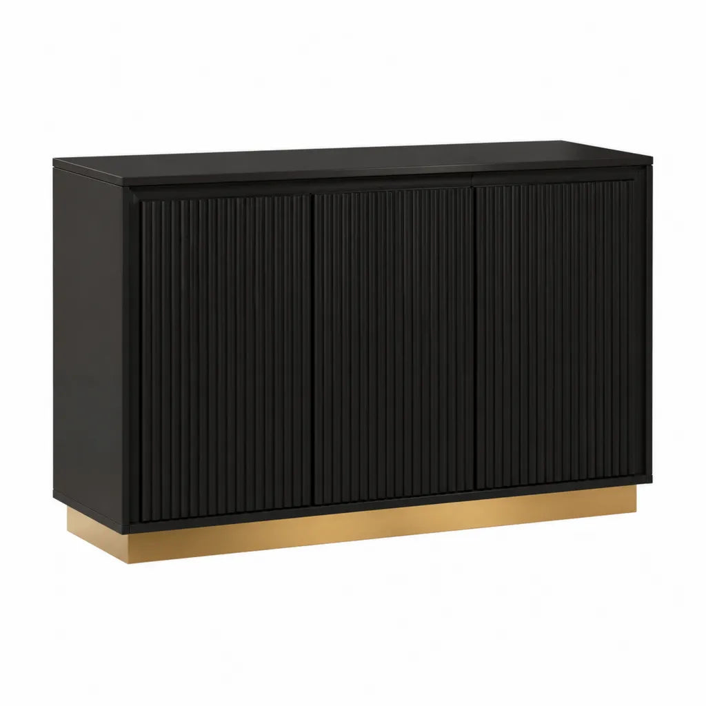 Sideboard mit 3 Türen aus MDF rechteckig Schwarz Goldfarben 120 x 40 x 80 cm
