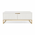 Couchtisch mit Stauraum 120 x 60 x 45 cm MDF rechteckig Weiß Goldfarben