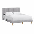 Polsterbett Doppelbett 160 x 200 cm mit Polyester-Samtbezug und Kopfteil Grau