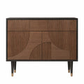 Sideboard mit 3 Schubladen und 3 Türen aus MDF mit Walnussdekor rechteckig Braun Schwarz 120 x 40 x 85 cm